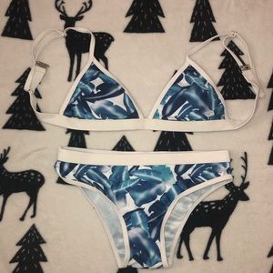 Zaful Leaf Print Two Piece Bikini Small